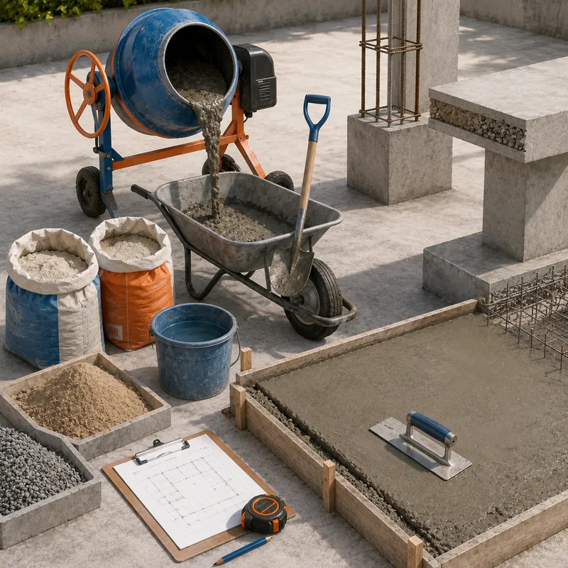 Imagem ilustrativa de cimento e concreto